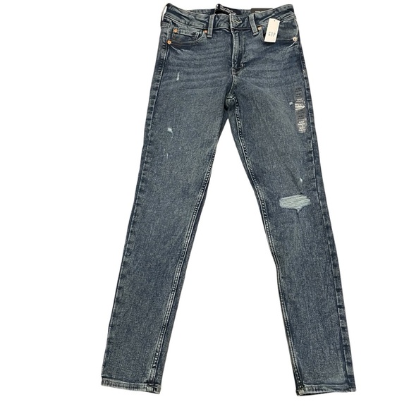 GAP Denim - GAP Women's Skinny Jeans in Distressed Blue W27 L27 Regular